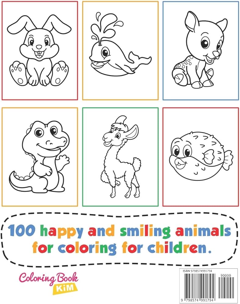 Happy animals coloring book for toddlers funny animals easy coloring pages for preschool and kindergarten kim coloring book books