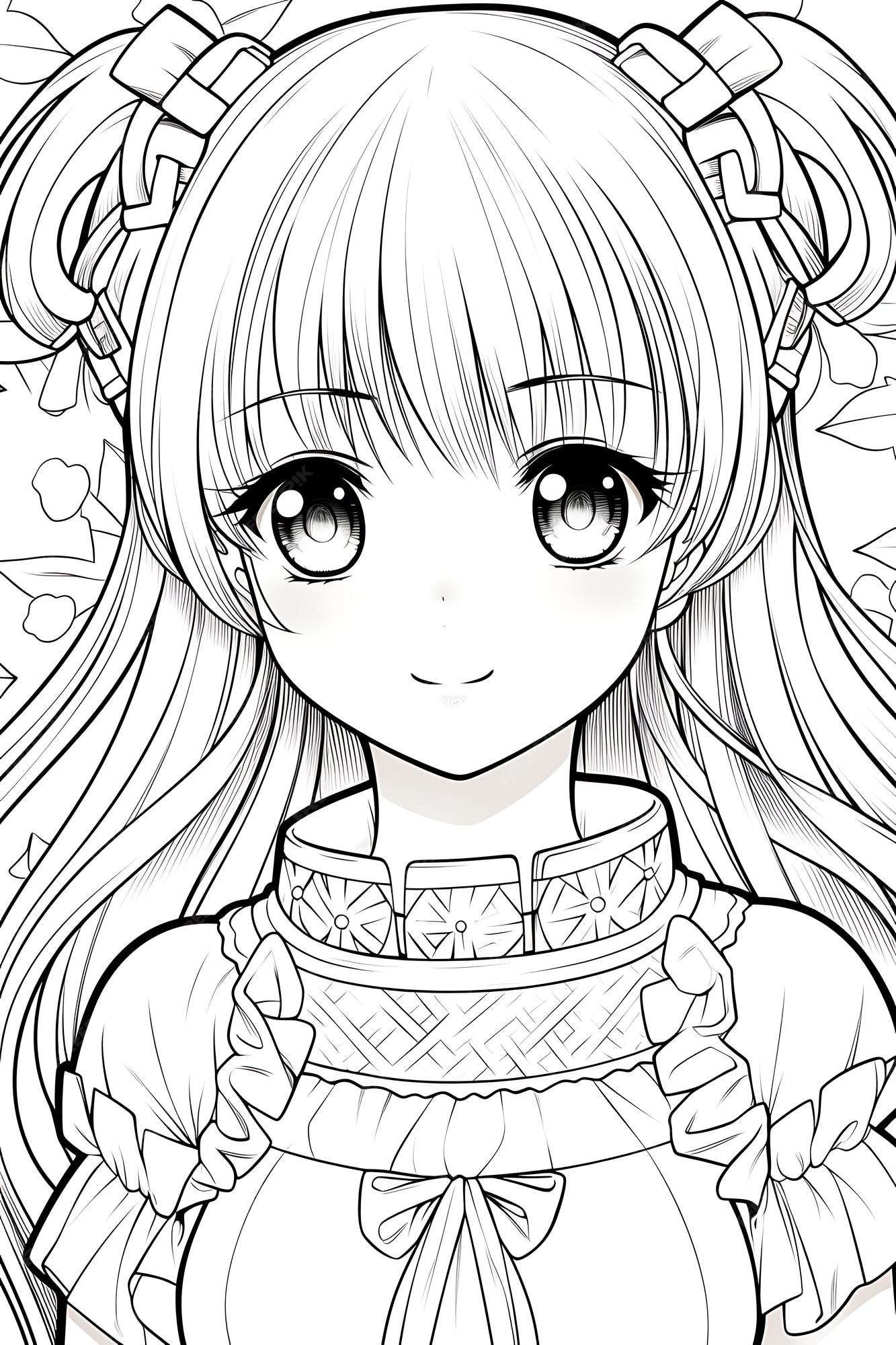 Premium vector anime coloring page