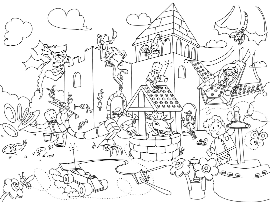 Printable building blocks coloring page