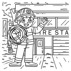 Firefighter hose coloring page vector images