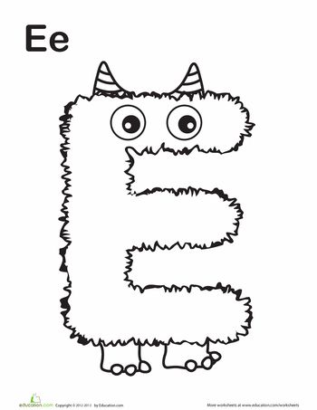 Monster e worksheet education alphabet coloring pages monster coloring pages alphabet coloring