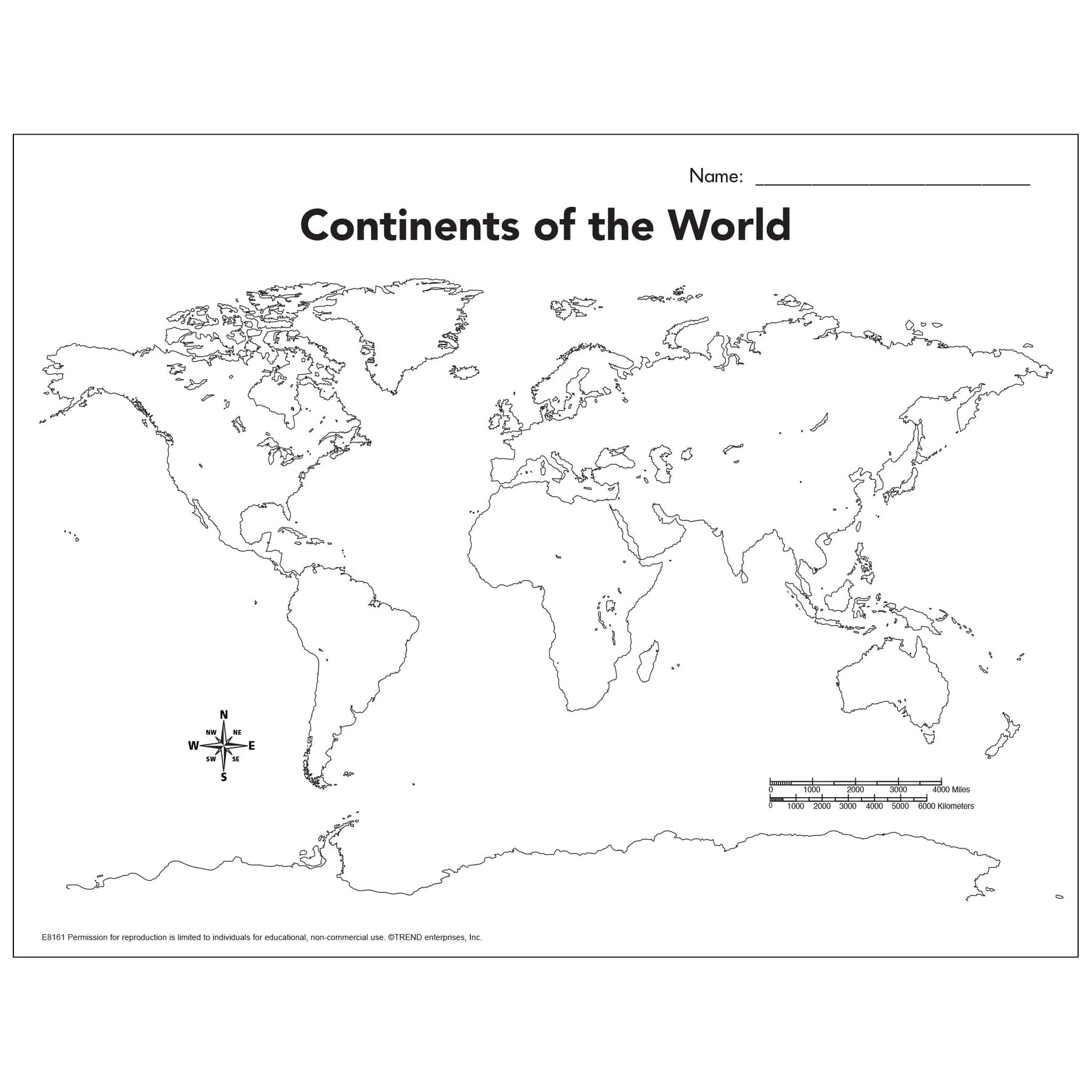 Continents of the world blank map project sheet free printable trend â trend enterprises inc