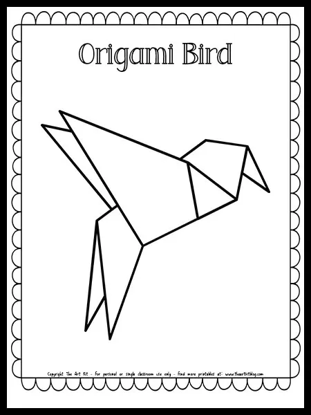 Origami bird coloring page free printable â the art kit