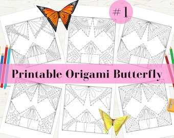 Origami butterfly coloring pages set printable paper crafts adult coloring and kids activity