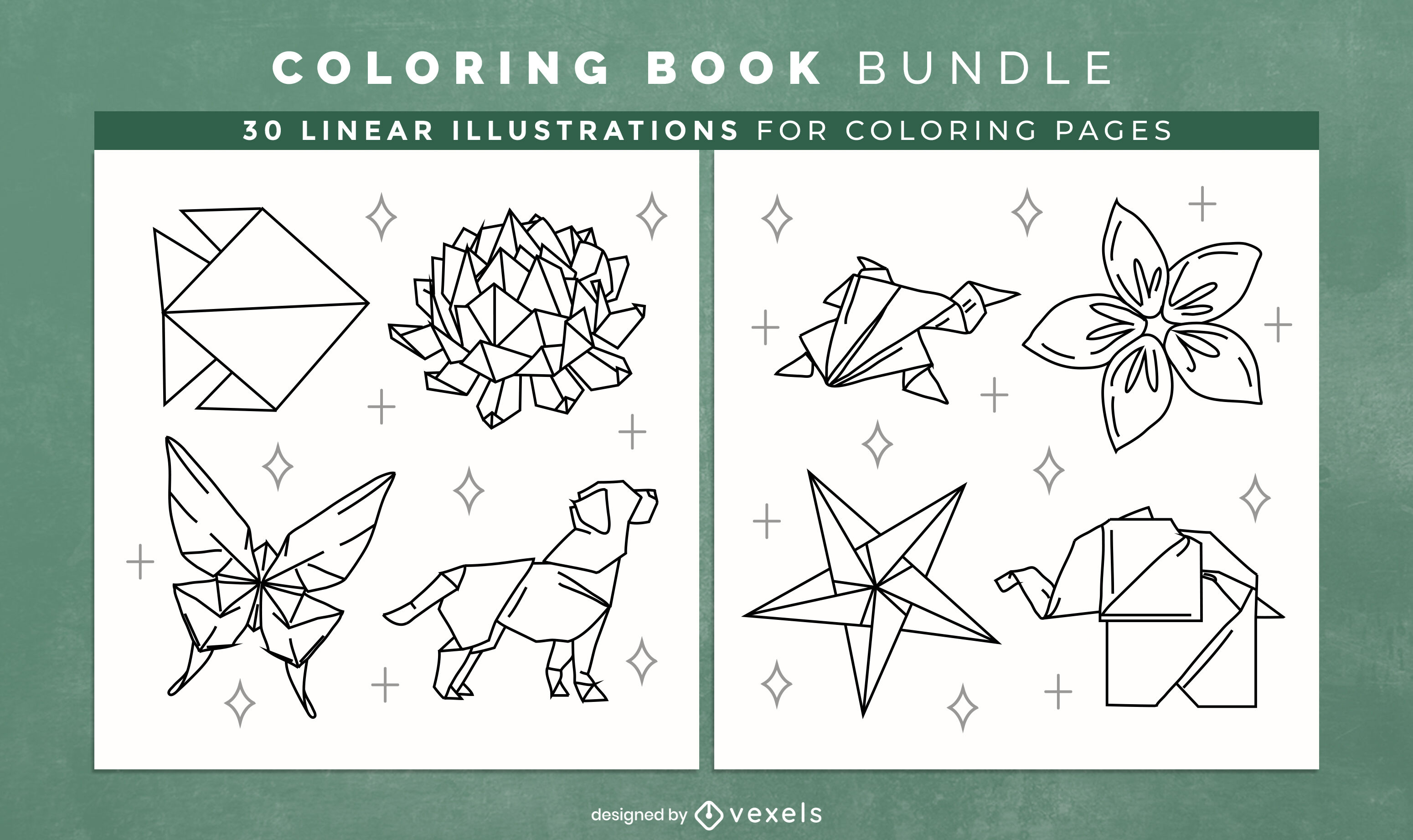 Origami coloring book pages design vector download