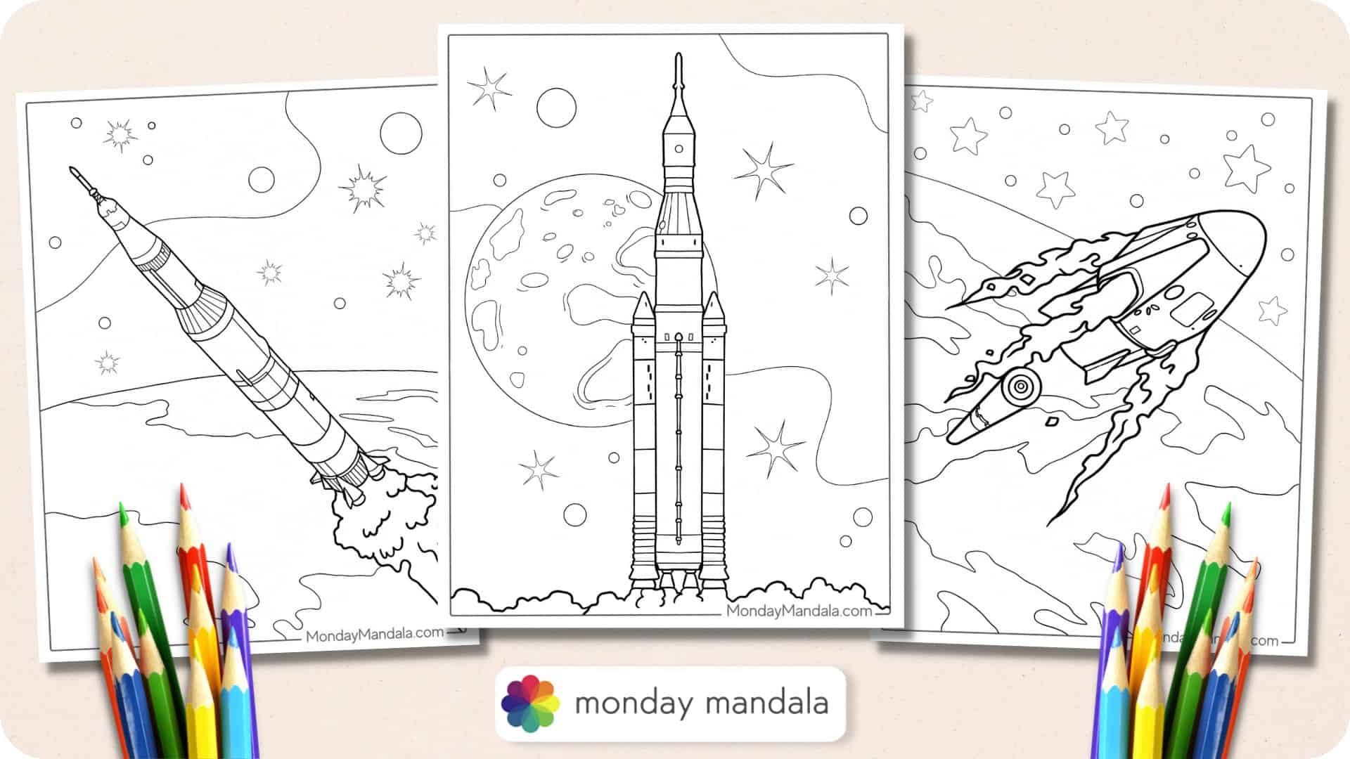 Rocket coloring pages free pdf printables