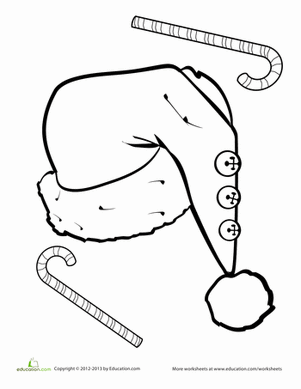 Celebrate the holidays throughout the year with a santa hat plete with candy canes and jingle bells this is one merry colorâ coloring pages santa hat color