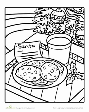 Color santas cookies worksheet education santa coloring pages coloring pages christmas coloring pages