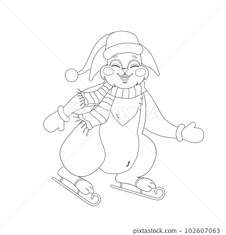 Cute bunny for coloring book christmas rabbit