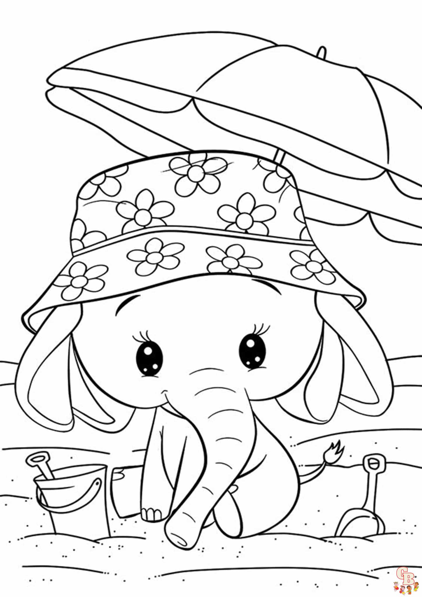 Cute elephant coloring pages