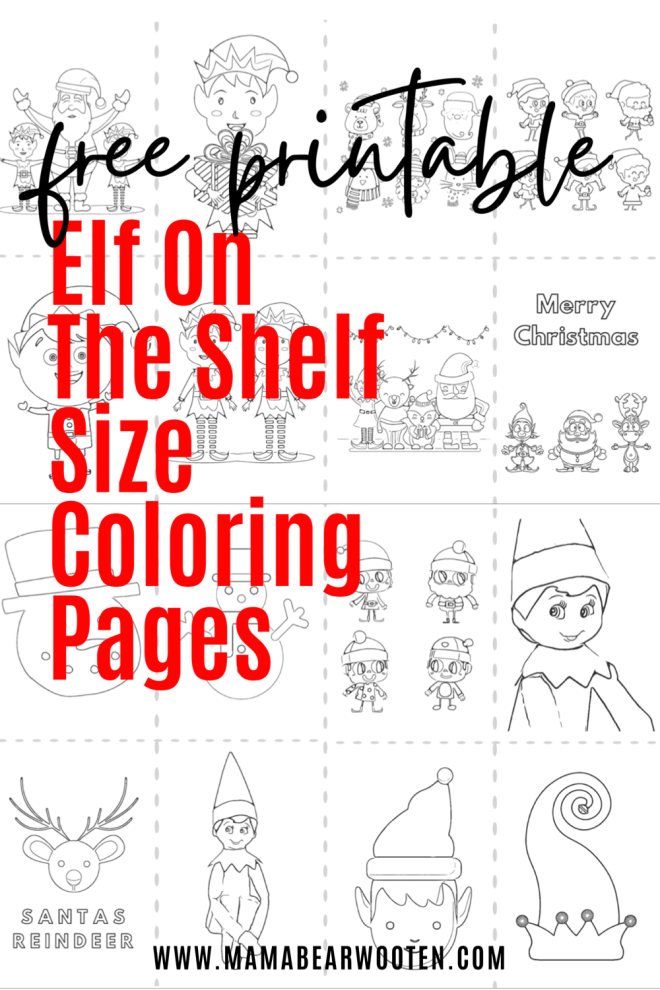 Free printable elf on the shelf sized coloring pages