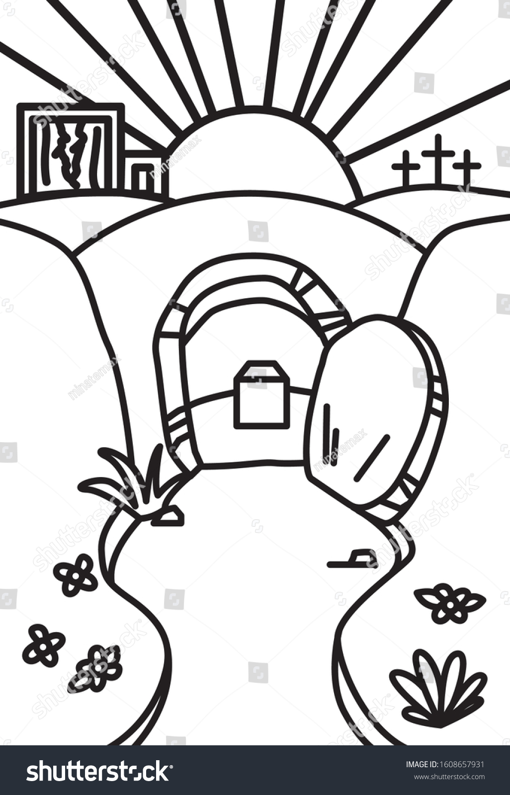 Empty tomb coloring book stock vector royalty free