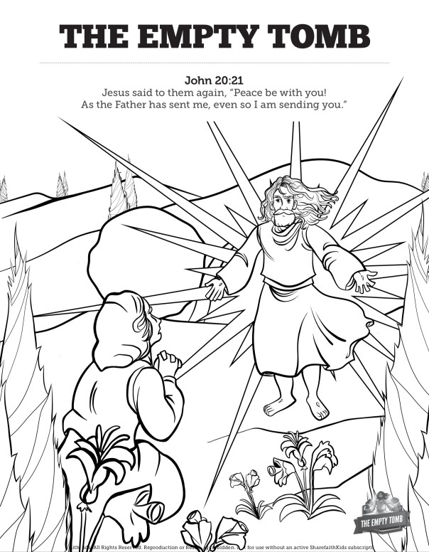 John the empty tomb sunday school coloring pages clover media