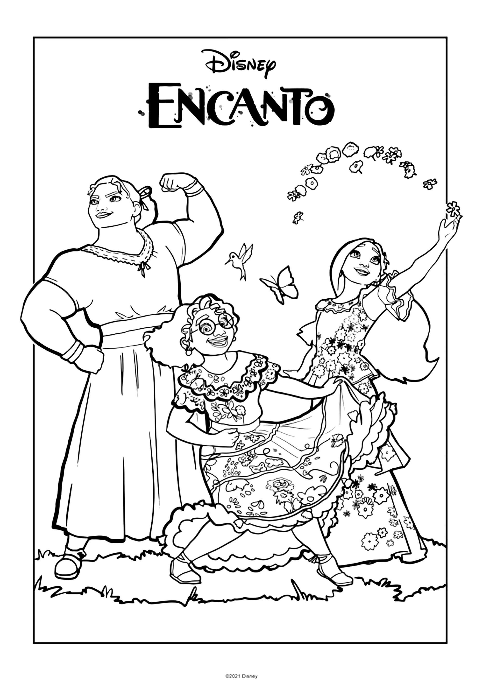 Coloriage dencanto mirabel isabela et luisa madrigal