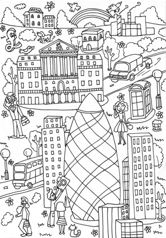 St mary axe and bank of england coloring page free printable coloring pages