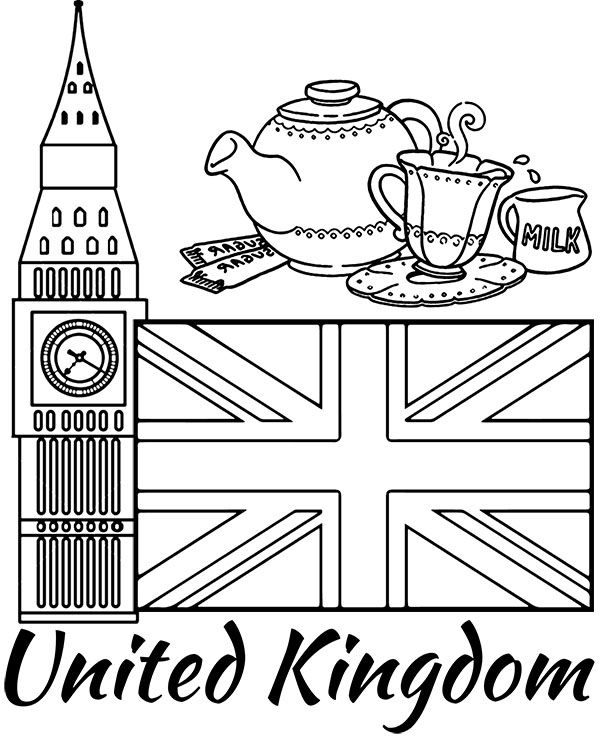 Flag of uk educational coloring page