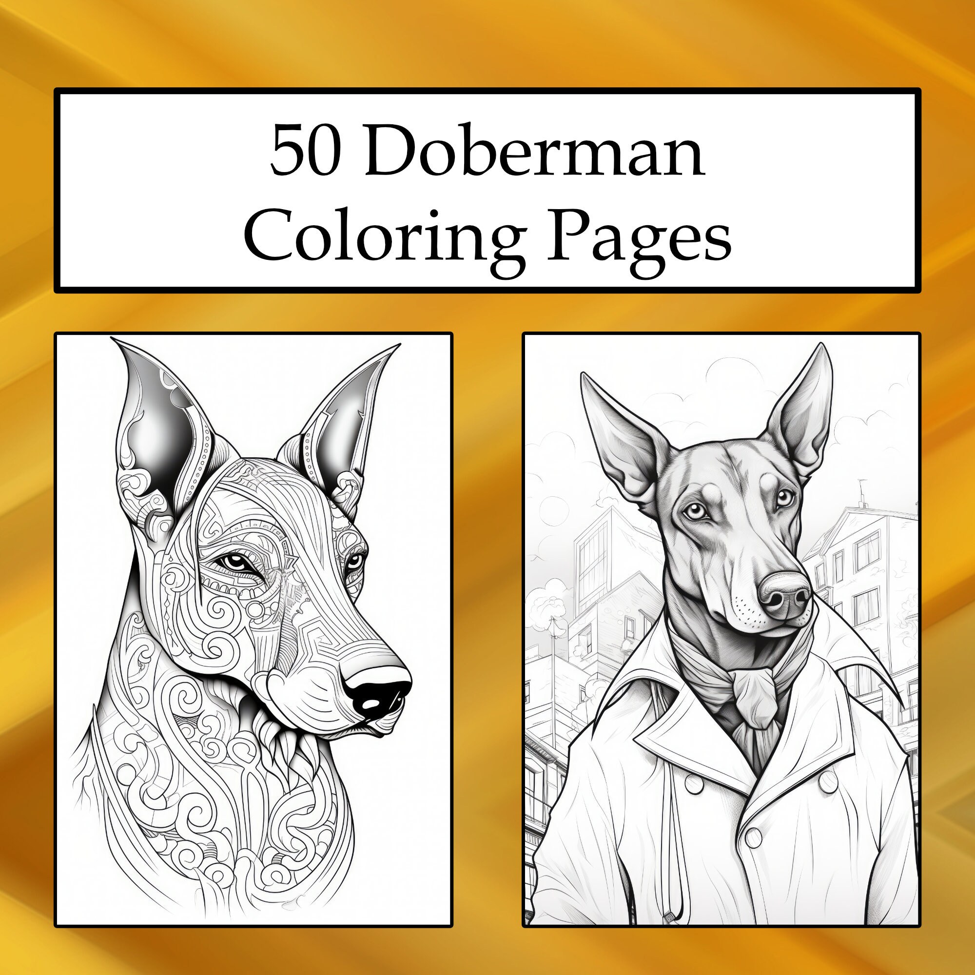 Doberman coloring pages printable pdf dog coloring pages doberman coloring pack instant download pdf coloring print