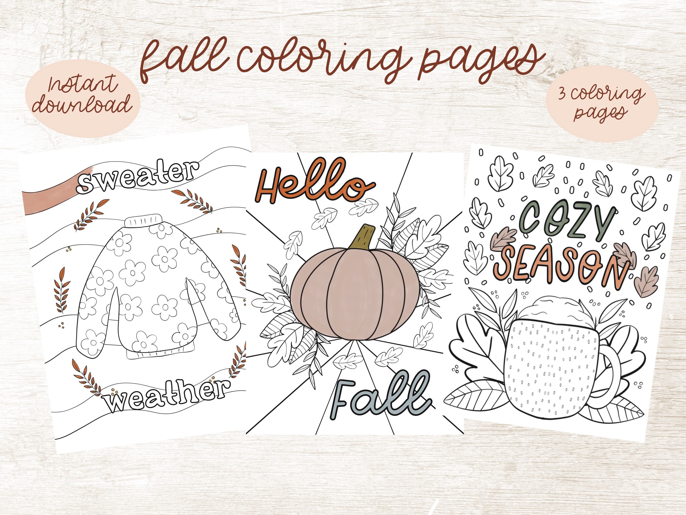 Fall coloring pages printable coloring pages coloring sheets autumn coloring pages digital coloring sheets fall activity sheets instant download