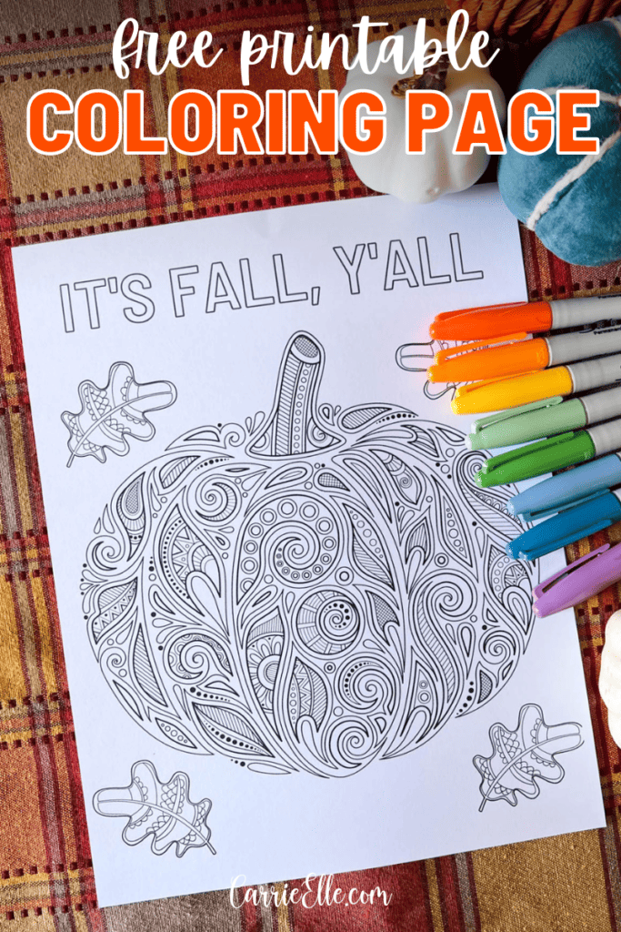 Printable its fall yall pumpkin coloring page