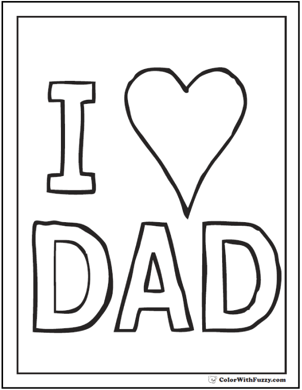 Fathers day coloring card i love dad