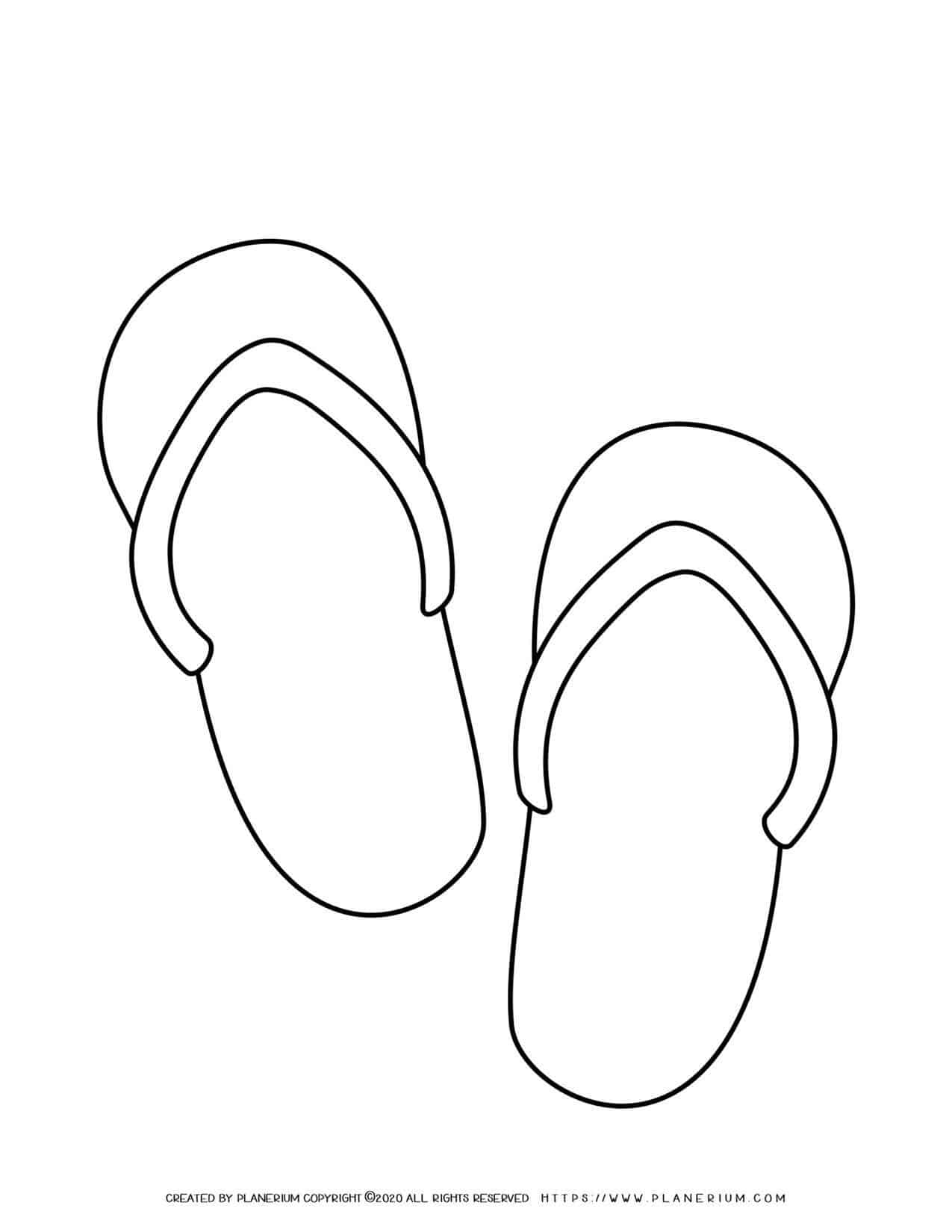 Flip flops outline coloring page