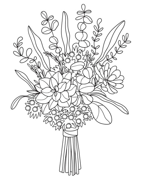 Thousand coloring page bouquet royalty