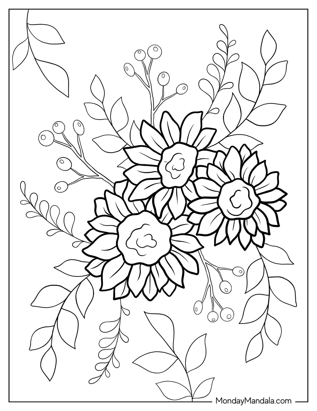 Flower coloring pages free pdf printables