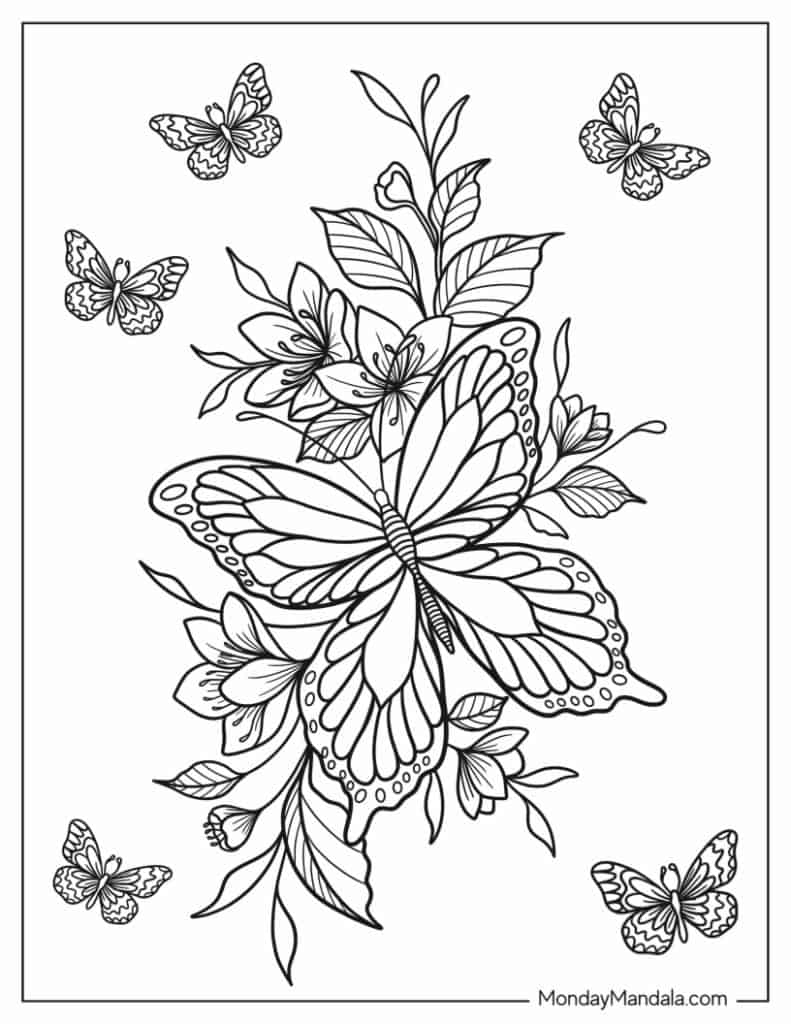 Butterfly coloring pages free pdf printables