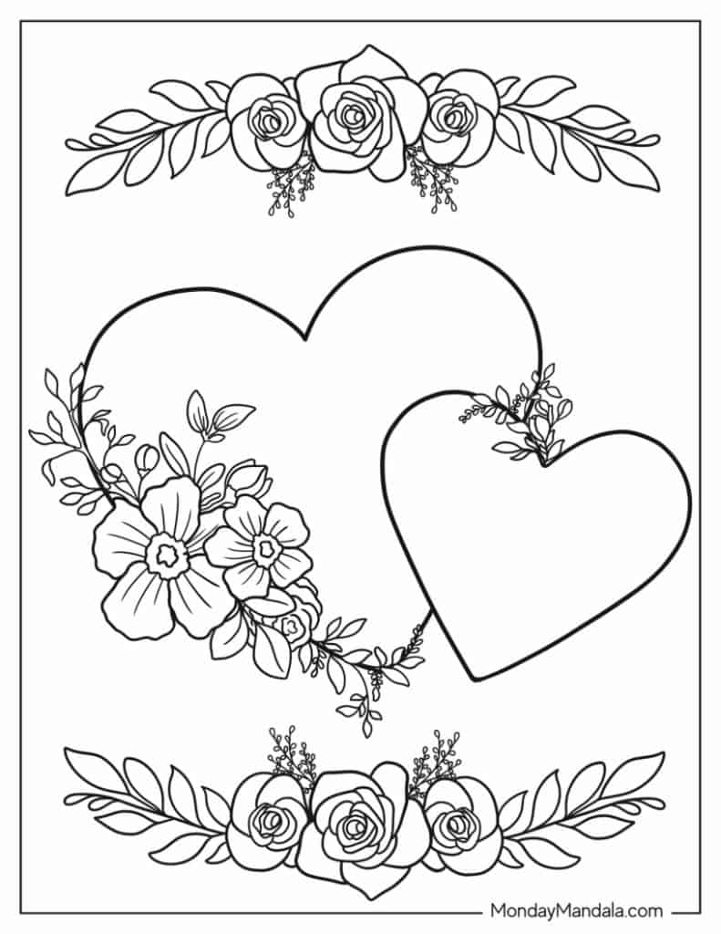 Heart coloring pages free pdf printables