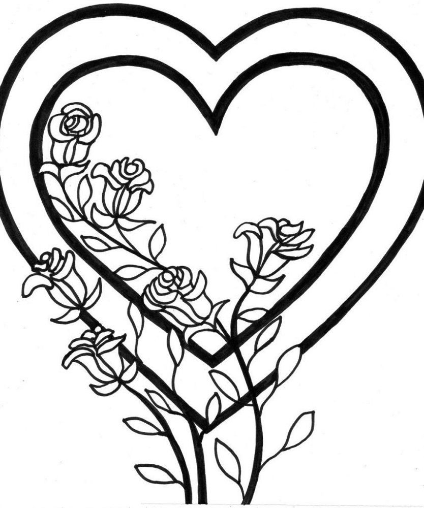 Coloring pages of hearts and flowers activity shelter heart coloring pages valentine coloring pages rose coloring pages