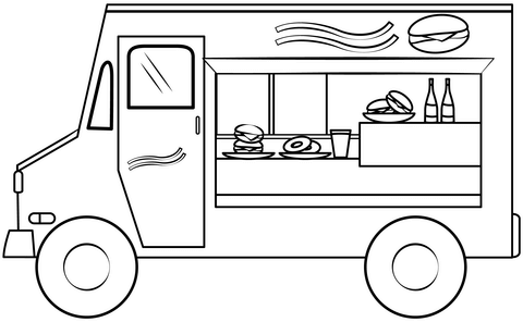 Food truck coloring page free printable coloring pages