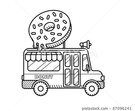 Donut van coloring page for kids food truck