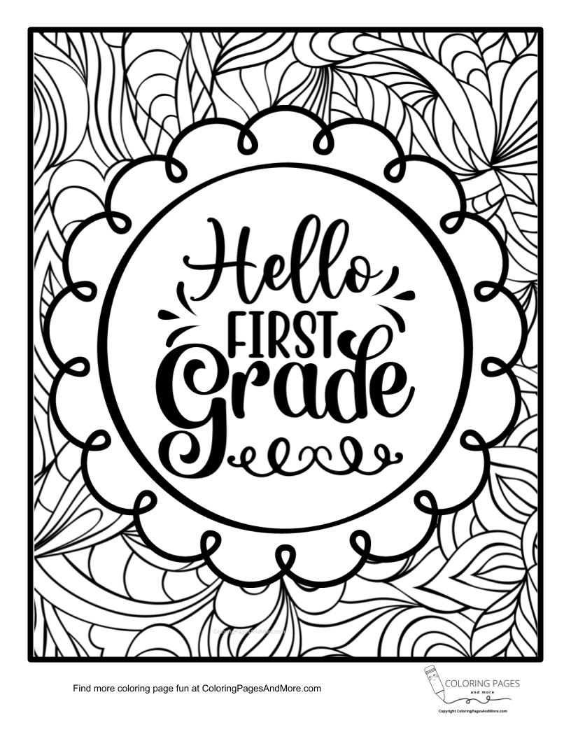 Hello first grade coloring page