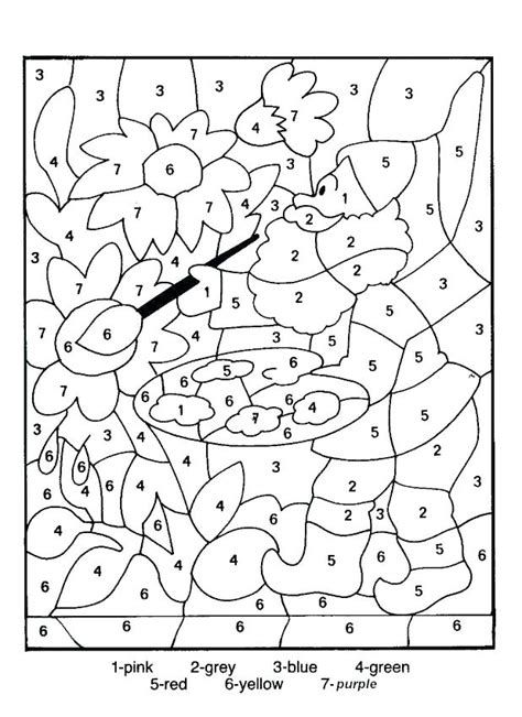 Free printable color by number coloring pages