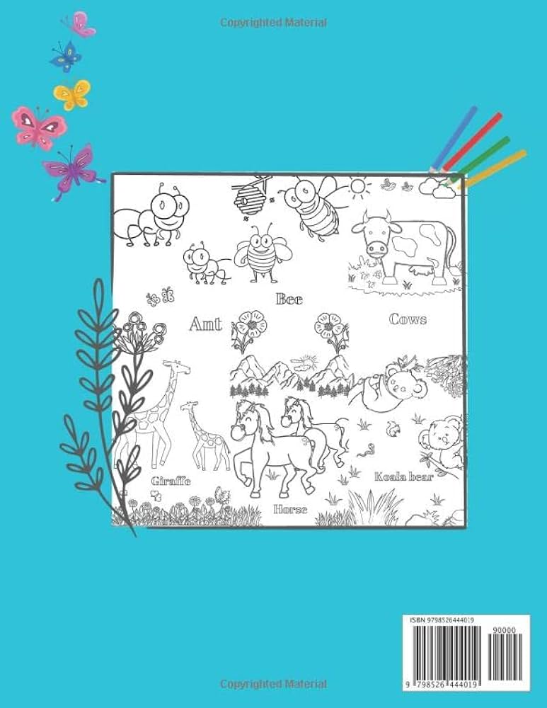 Animals coloring book for to year olds my first big book of easy educational coloring pages of animal letters a to z wild and indoor young