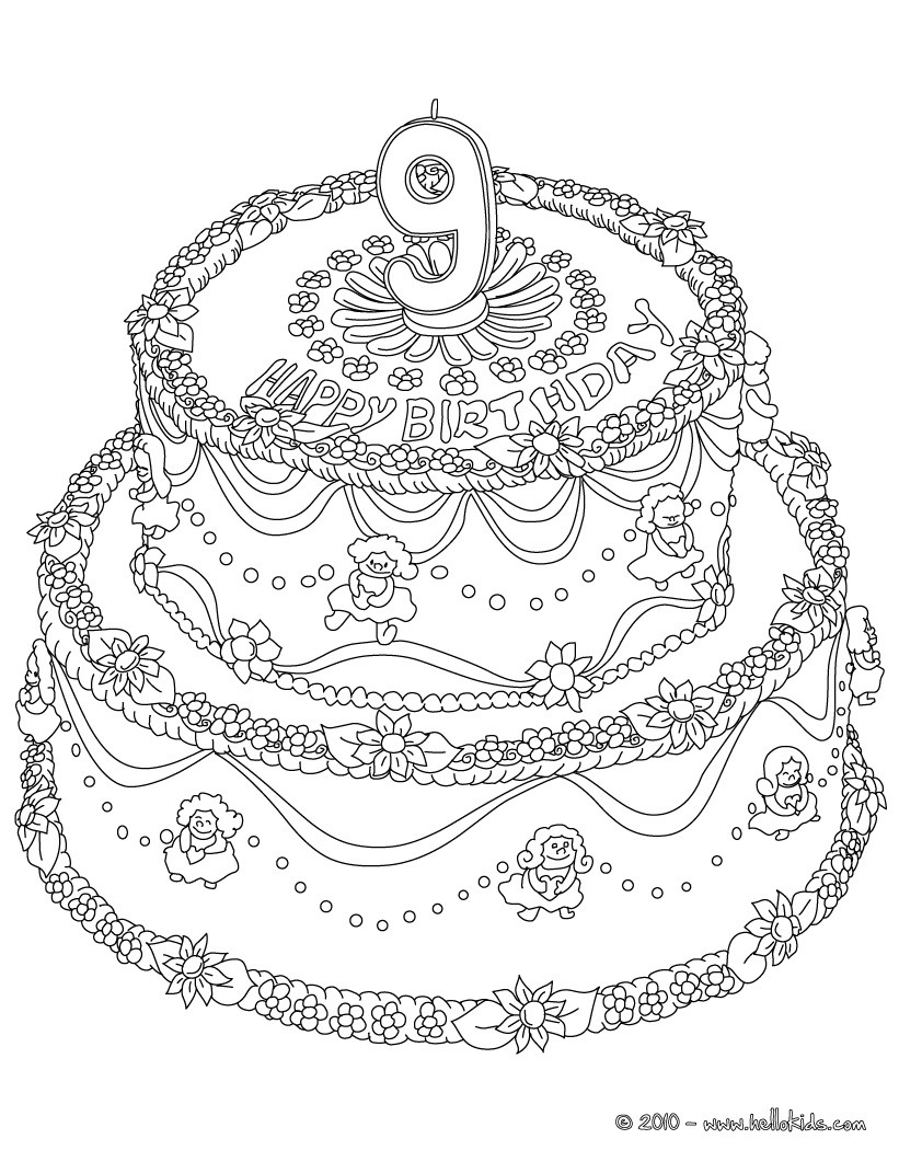 Birthday cake years coloring pages