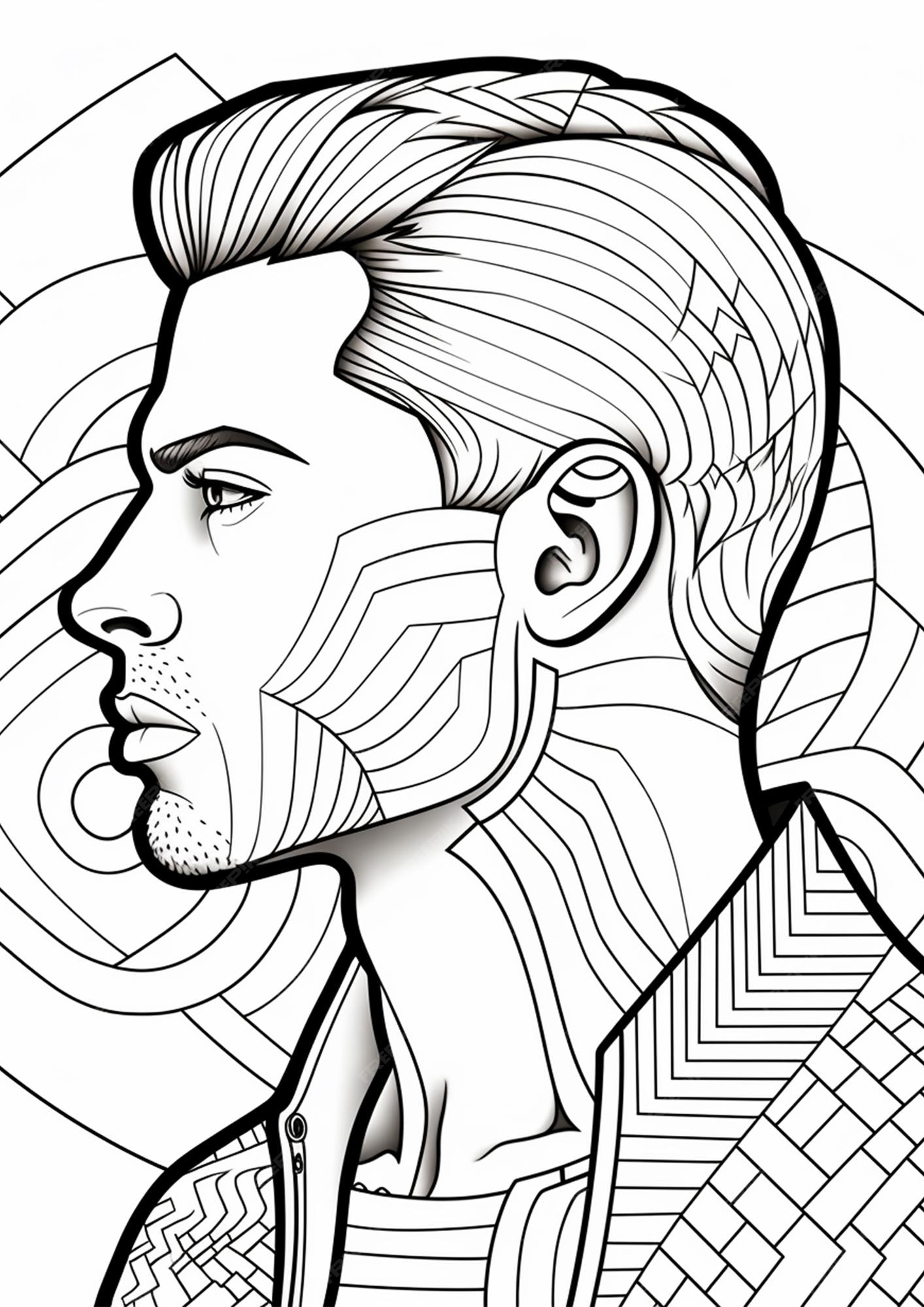 Premium vector men adult coloring book