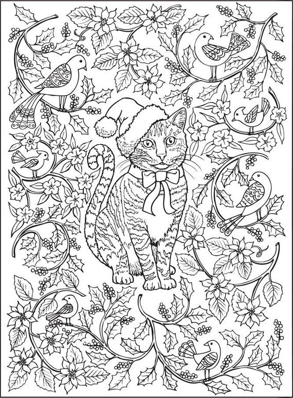 Fantastic cats coloring pages for adults instant pdf downloadable coloring book