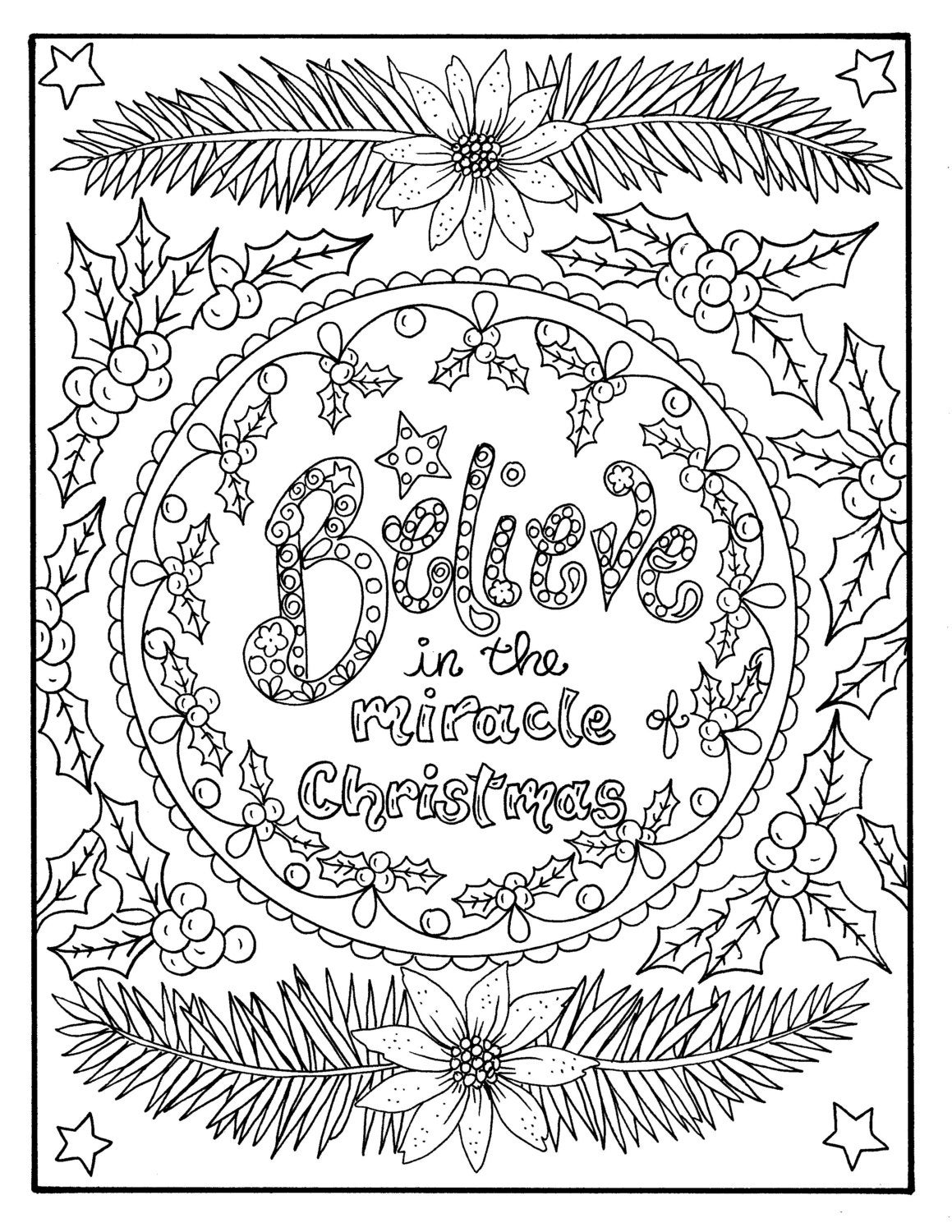 Christmas coloring page believe in the miracle adult christian scriptures download now