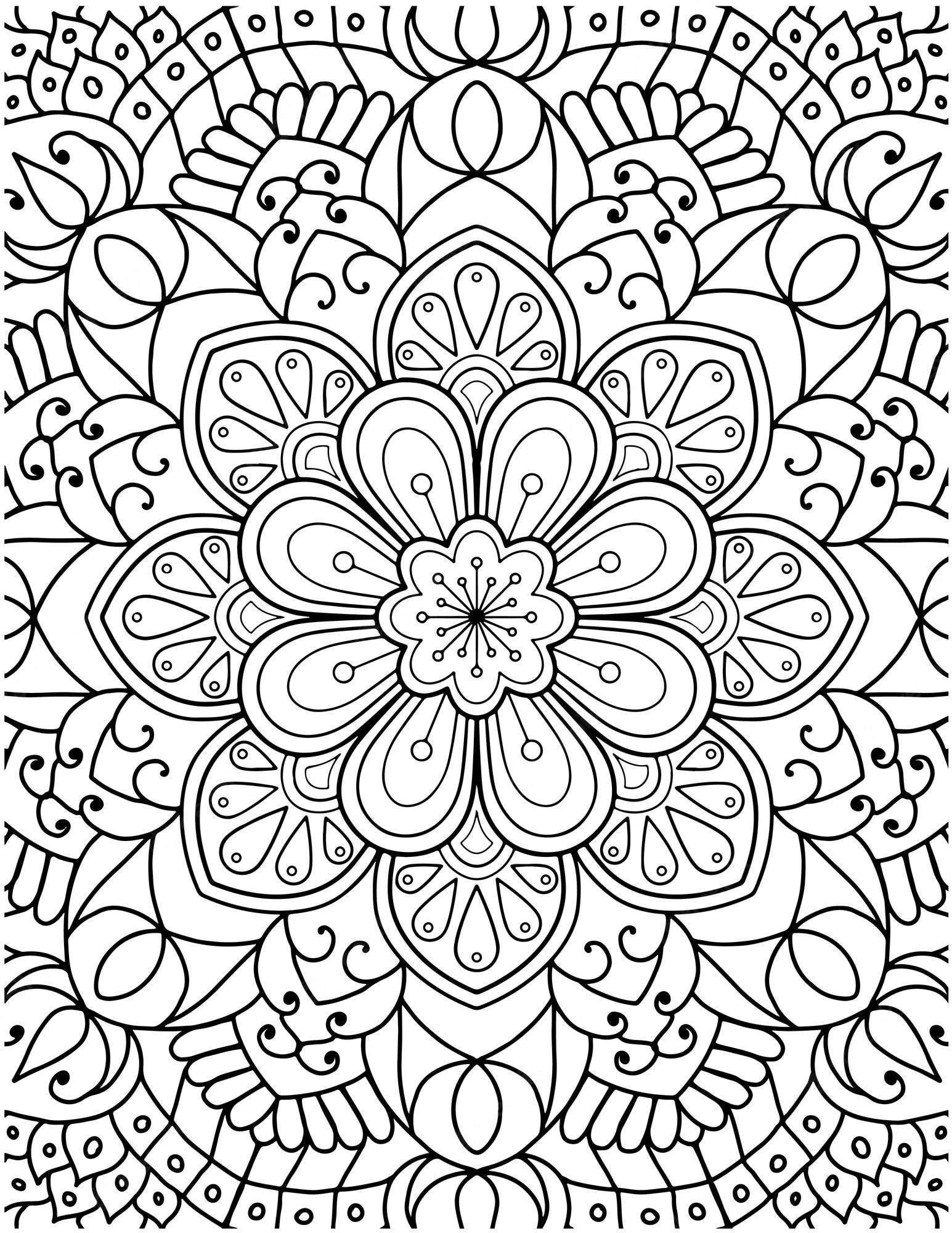 Premium vector hand drawn mandala coloring pages for adult coloring book floral hand drawn mandala coloring page