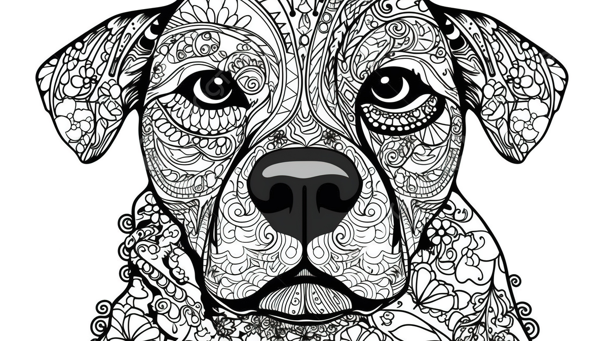 Adult black and white dog coloring pages with swirling patterns background picture of dog to color background image and wallpaper for free download