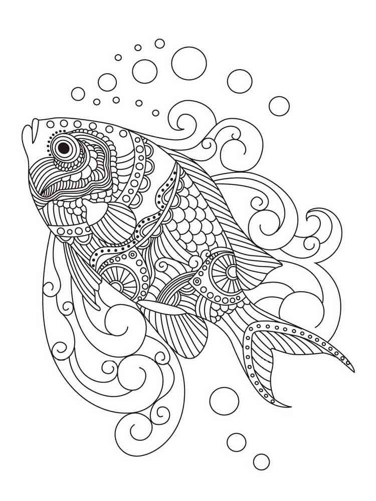 Different fish coloring pages for adults