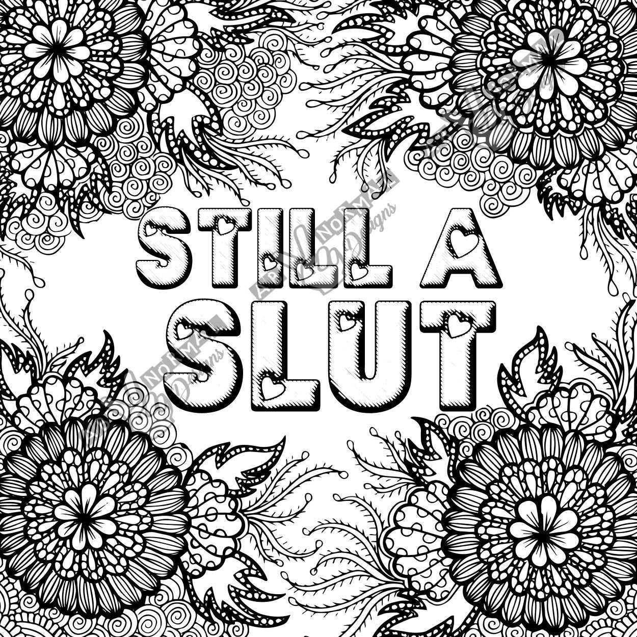 Funny adult coloring page rude coloring instant digital download slut coloring page sheet funny art therapy