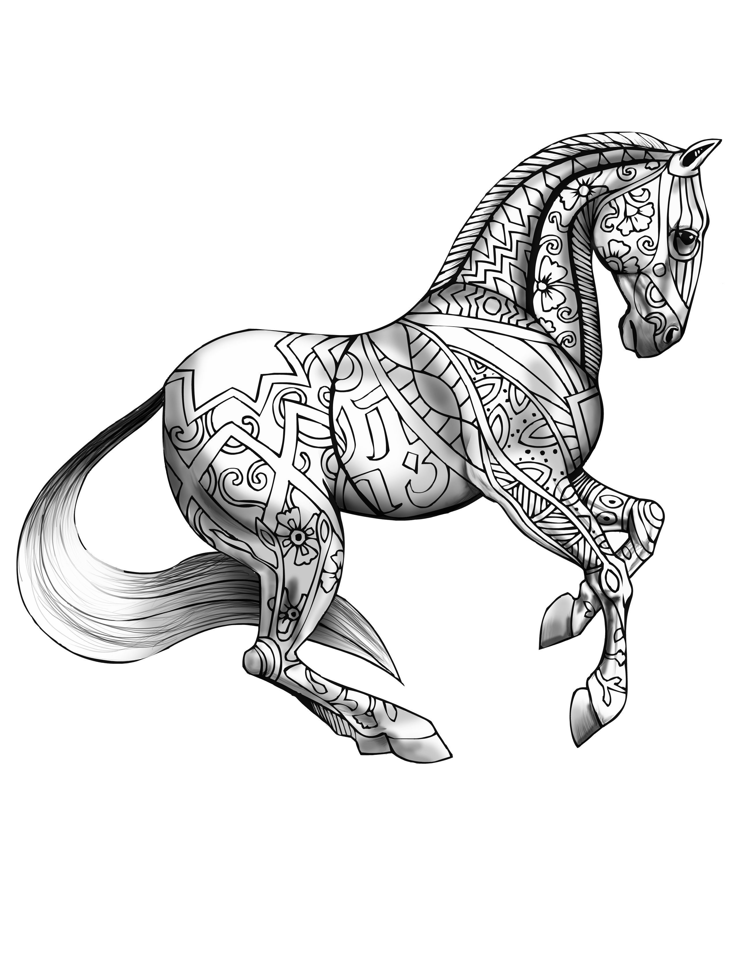 Horse coloring pages for adults