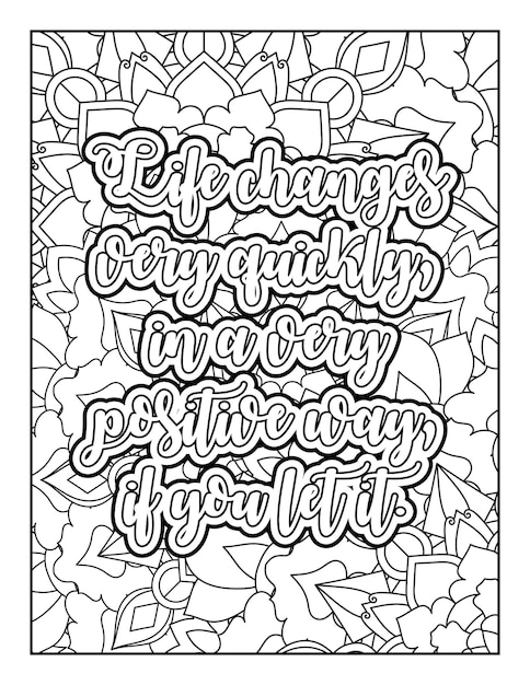 Premium vector motivational quotes coloring page inspirational quotes coloring page coloring page for adults