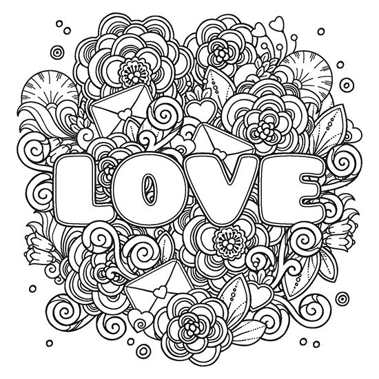 Love coloring pages adult coloring pages flower coloring pages