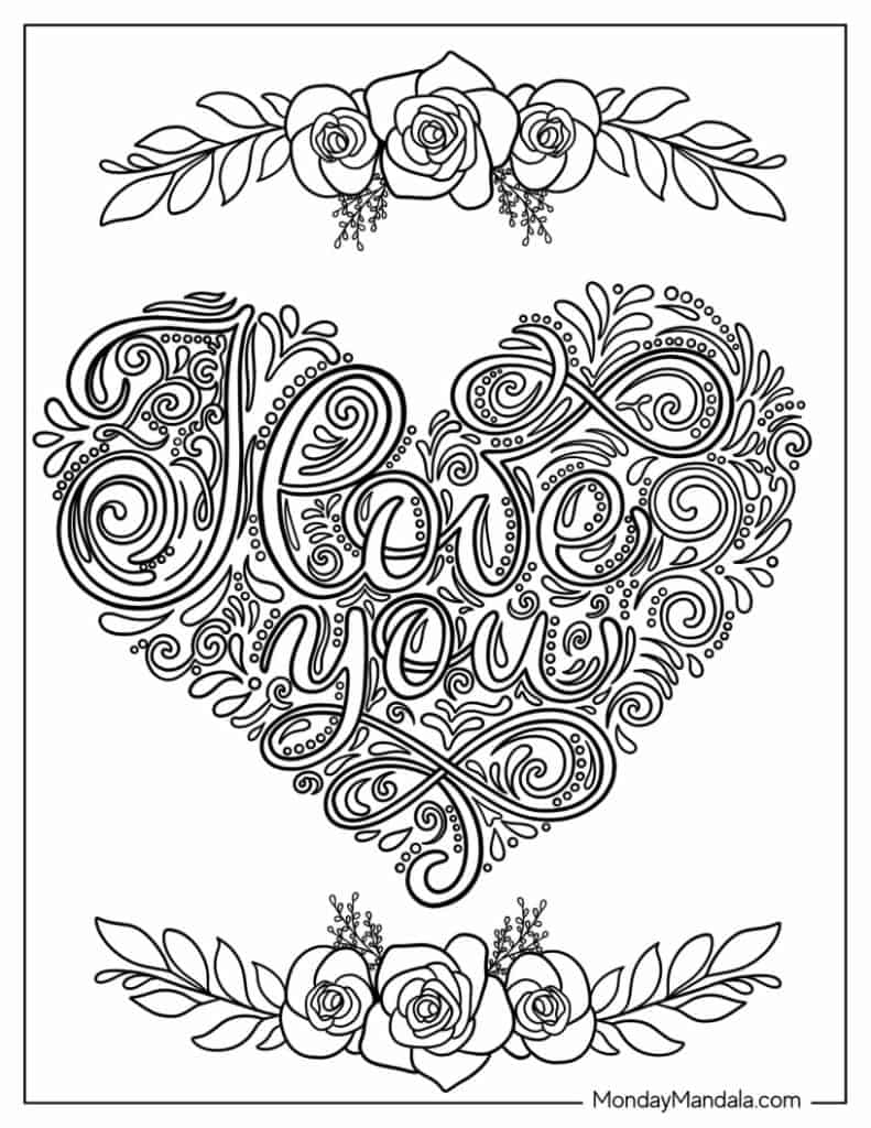 I love you coloring pages free pdf printables