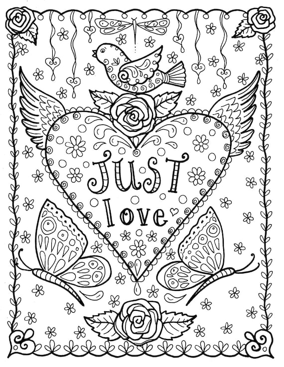 Love instant download coloring page adult coloring books pages digital art valentine