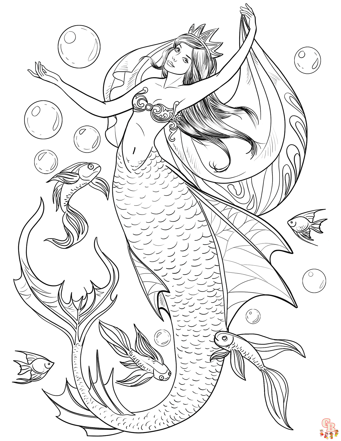 Realistic mermaid coloring pages free printable