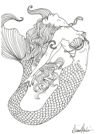 Mermaid coloring pages and books for adults and children